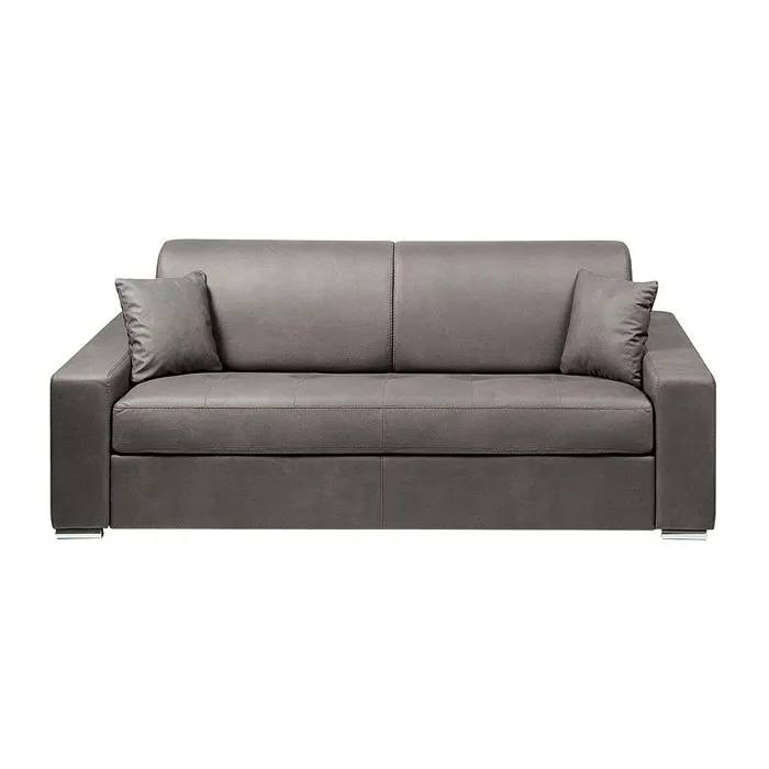 Canapé 4 places convertible express en tissu - Gris - Couchage à lattes larges 160 cm - Matelas 14 cm EMIR