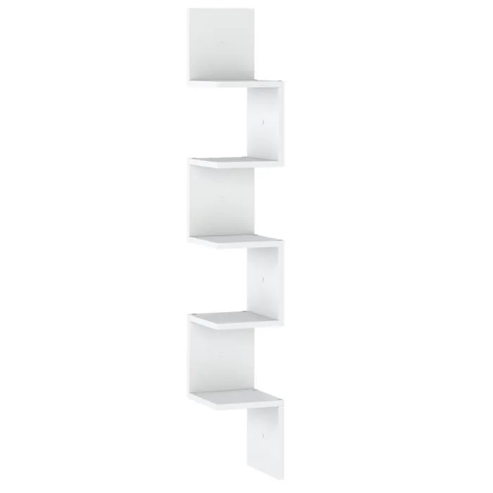 Étagère murale d'angle suspendue blanche - bibliothèque pour livres, jouets, style loft 22x142 cm