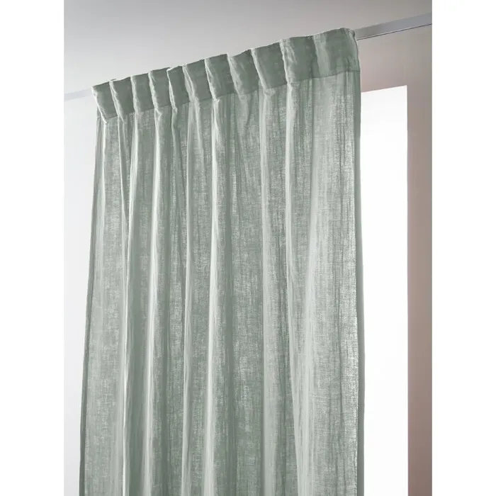 Rideau Galon Fronceur 140 x 240 cm Double Gaze de Coton Gaïa Eucalyptus
