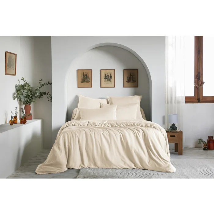 Housse de couette 200 x 200 cm Lyocell uni LYSANDRE Pampa