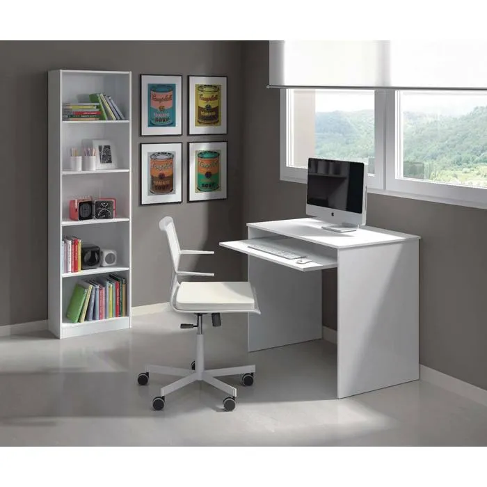 Bureau,effet Bois,blanc,79x54h90 Cm
