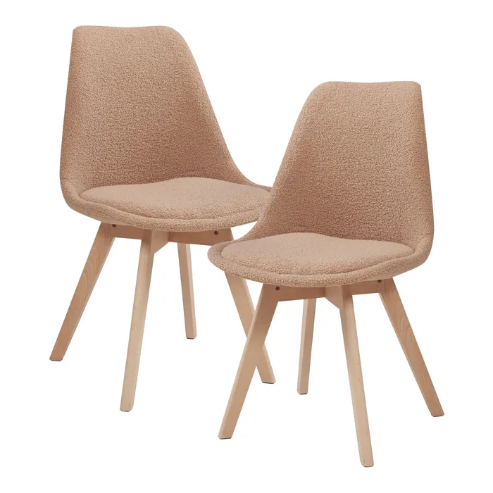 Lot de 2 chaises de salle à manger Fläten bouclé taupe en.casa
