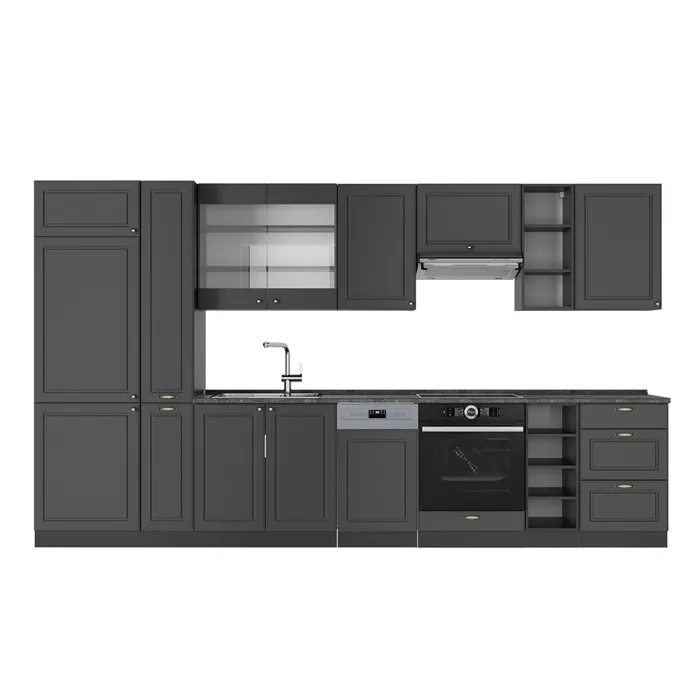Vicco Cuisine Anthrazit-Gold Landhaus 355cm sans PT
