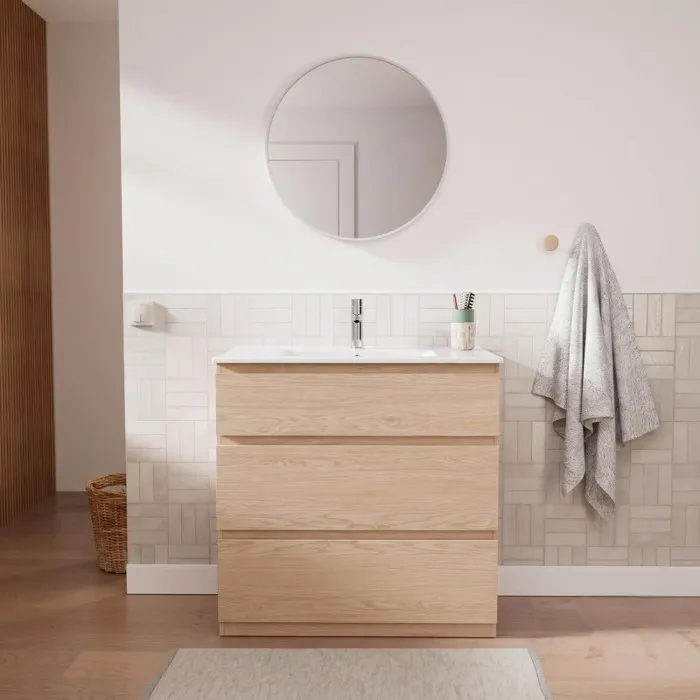 Meuble simple vasque SORRENTO 80cm - avec plan vasque céramique