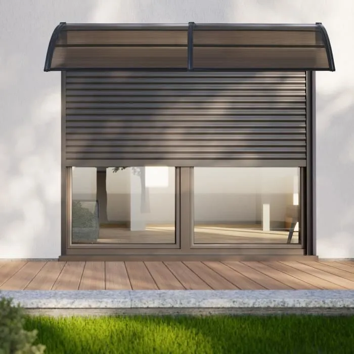 Auvent de Porte d'Entrée Mellerud 200 x 100 cm Noir Marron en.casa