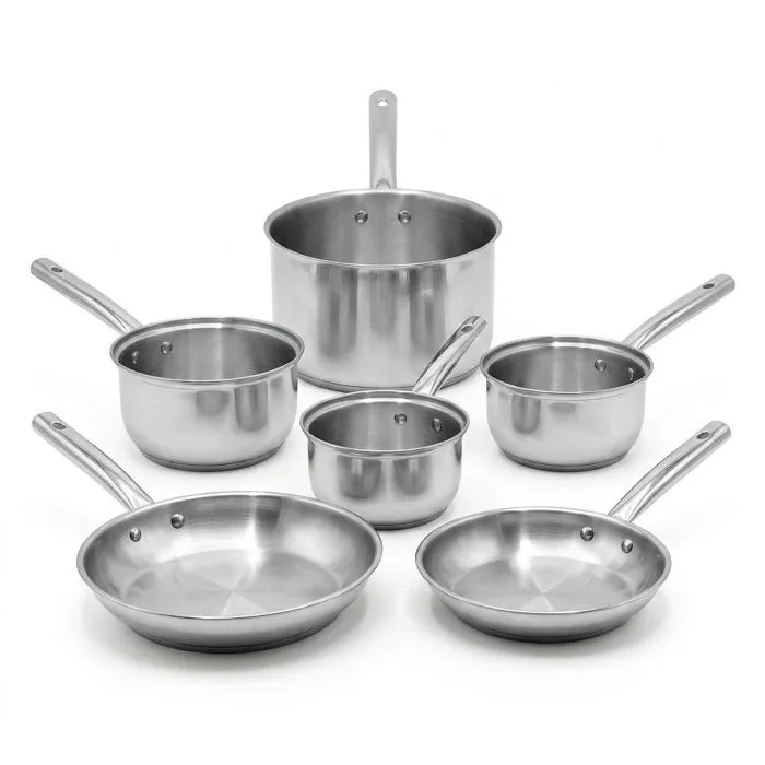 Lot De 4 Casseroles 16/18/20/22 Cm Et 2 Poêles En Inox 24/28 Cm Fackelmann Rhona