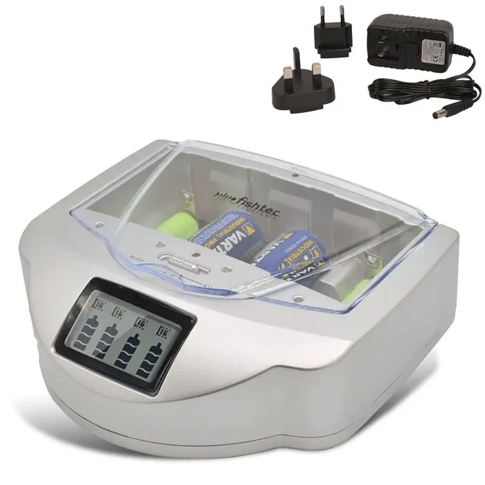 Chargeur universel piles rechargeables FISHTEC LCD LED LR3 LR6 9V maison bureau