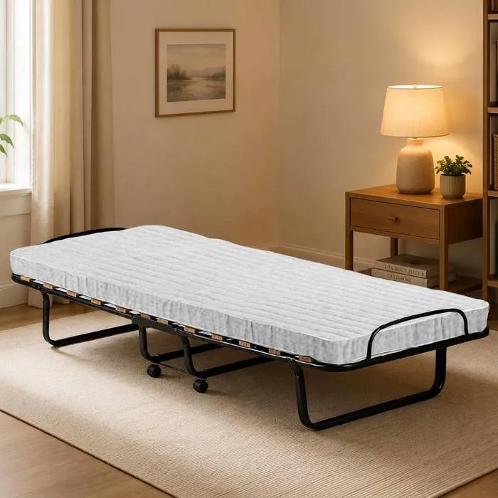 Lit Pliable Ace, Matelas Inclus Blanc