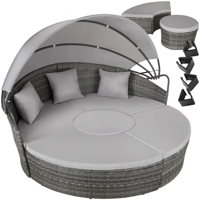 Bain de soleil rond au design contemporain luxueux robuste gris