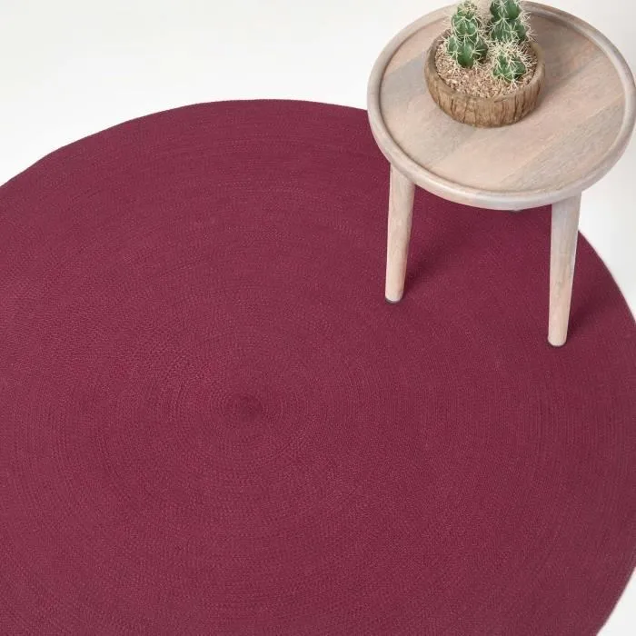 Tapis Rond Tissé À Plat En Coton Prune 120cm - Homescapes