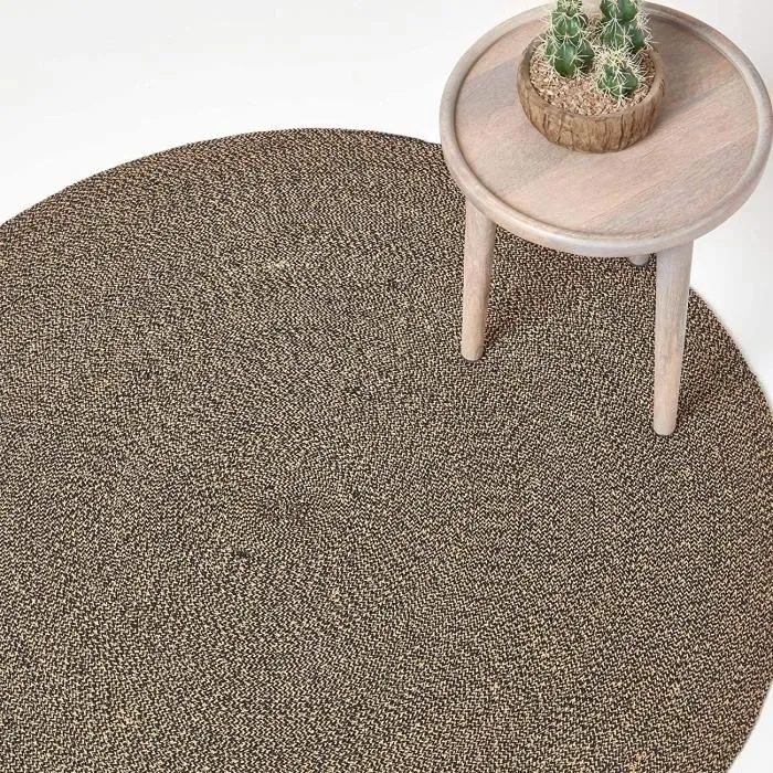 Tapis Rond Tissé À Plat En Coton Mélangé Beige Et Noir 200cm - Homescapes