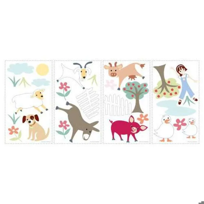 Stickers repositionnables sur le thème des animaux à la ferme