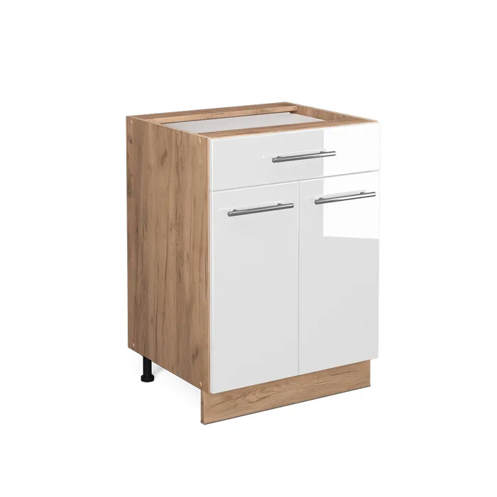 Vicco Meuble cuisine Blanc Haute brillance 60cm avec tiroir, sans PT