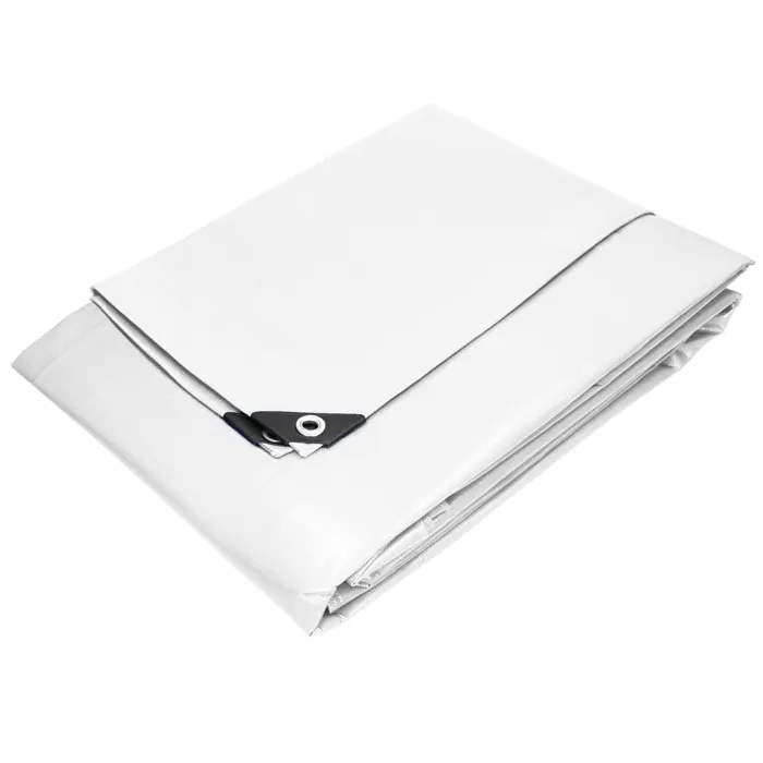 Bâche de couverture étanche protection en PE avec oeillets 4x6 m 180 g/m² blanc
