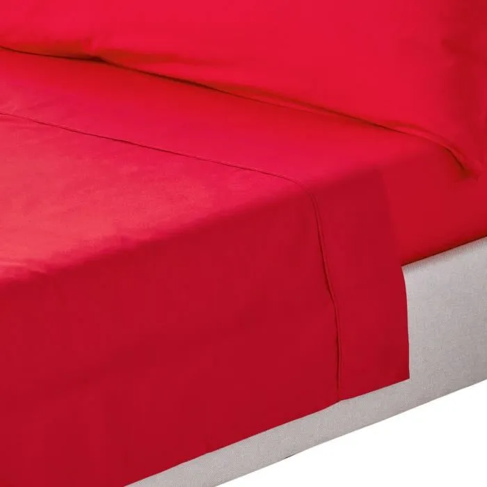 Drap Plat 230x255cm Rouge Coton Égyptien 200tc Homescapes