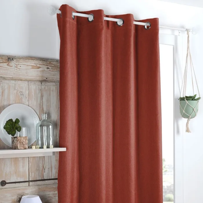 Rideau occultant et isolant doublé de polaire (140x260 cm - Terracotta)