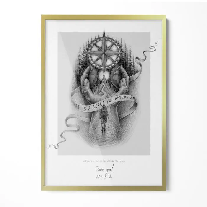 Cadre Photo Avec Verre Plexiglas - Dans Un Cadre Doré - Avec Image Poster Pour Une Décoration Élégante 70x100 Cm - Parfait Pour Offrir