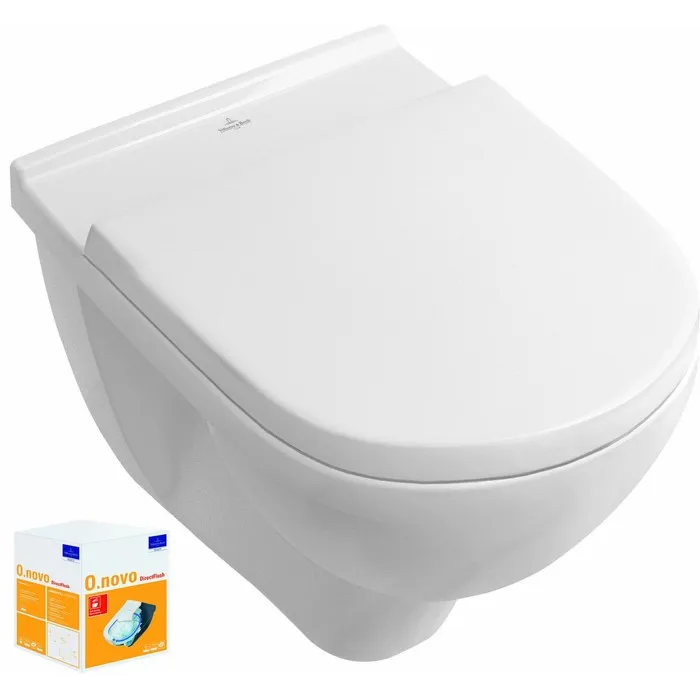 Villeroy & Boch O.novo, Cuvette suspendue sans bride, avec abattant amovible et frein de chute