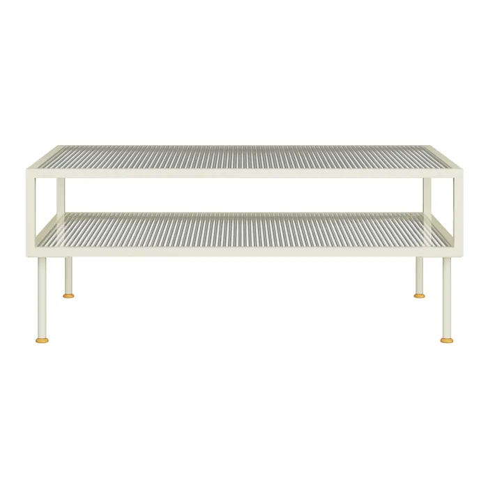 Table basse Lindau acier verre 100 x 50 x 46 cm blanc crème en.casa