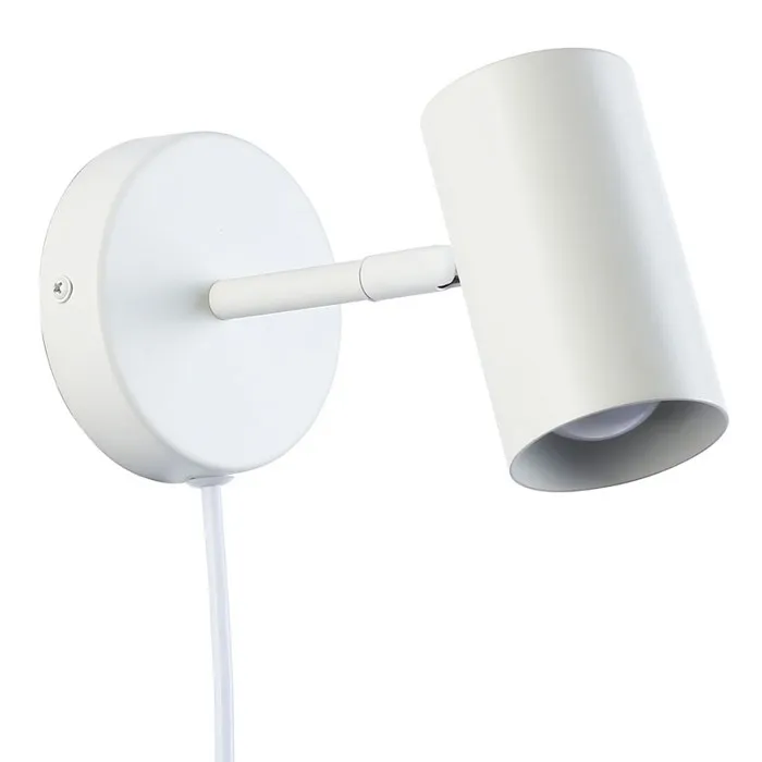 Applique murale blanche avec câble et spot orientable, E27