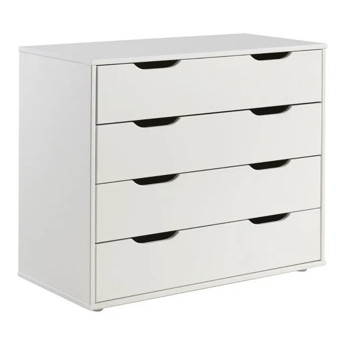 SLEEPY - Commode 4 Tiroirs Blanche Compatible Lits Mezzanine ou Mi-Haut