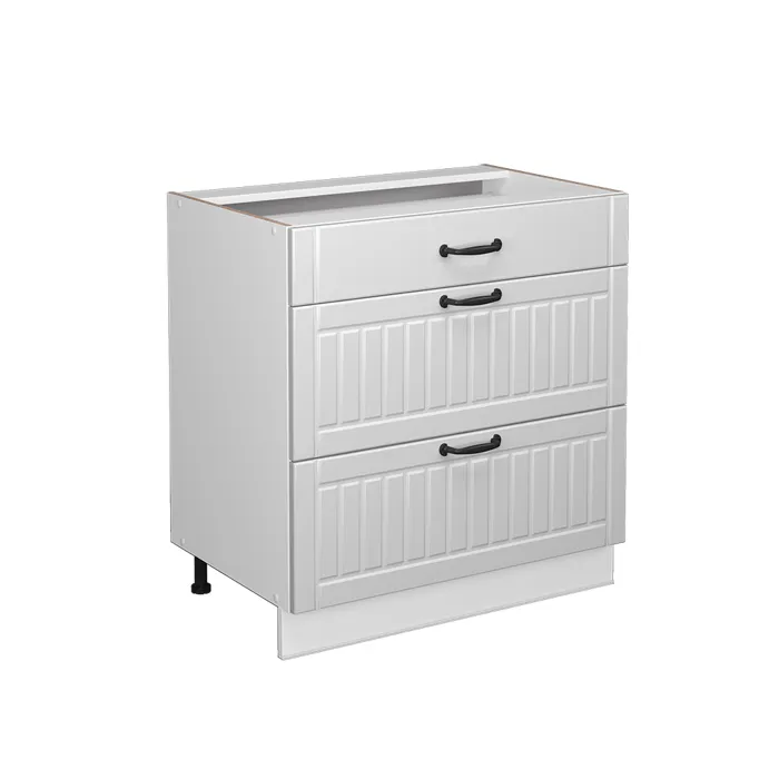 Vicco Meuble cuisine Blanc campagne 80cm avec 3 tiroirs, sans PT