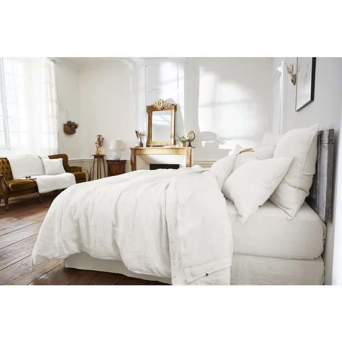 Drap plat 240 x 300 cm Lin lavé Français SOLINE Blanc