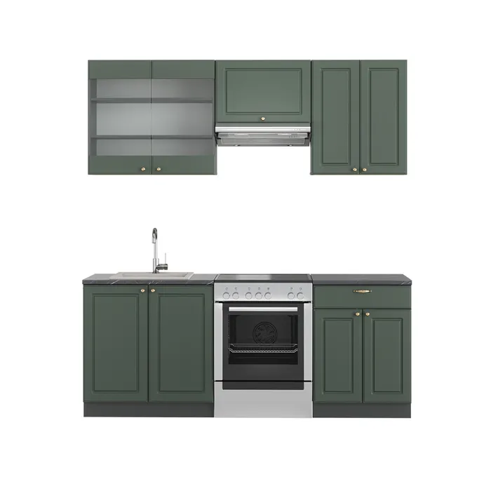 Vicco Cuisine Vert et or campagne/anthracite 200cm, PT Anthracite