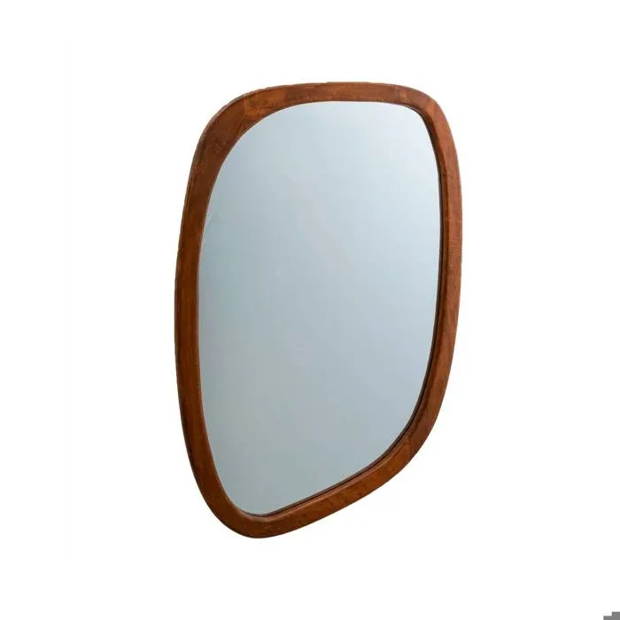 Miroir abstrait en bois de manguier foncé Marley