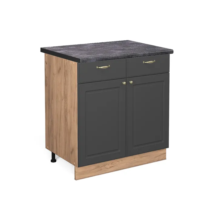 Vicco Meuble cuisine Anthrazit-Gold Landhaus/Chêne doré 80cm plan de travail Anthracite