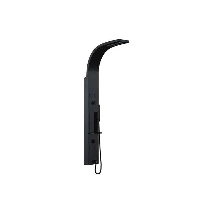 Colonne de douche hydromassante avec étagère - Noir mat - 20 x 140 cm - ROANA