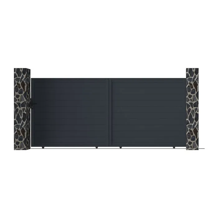 Portail électrique coulissant aluminium plein L374 x H165 cm anthracite - NAZARIO