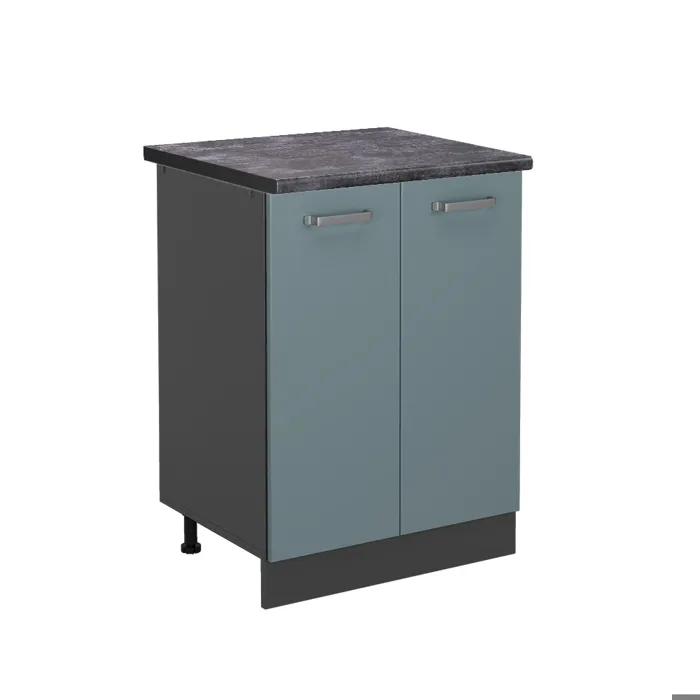 Vicco Meuble bas de cuisine Bleu-gris/Anthracite 60cm plan de travail Anthracite