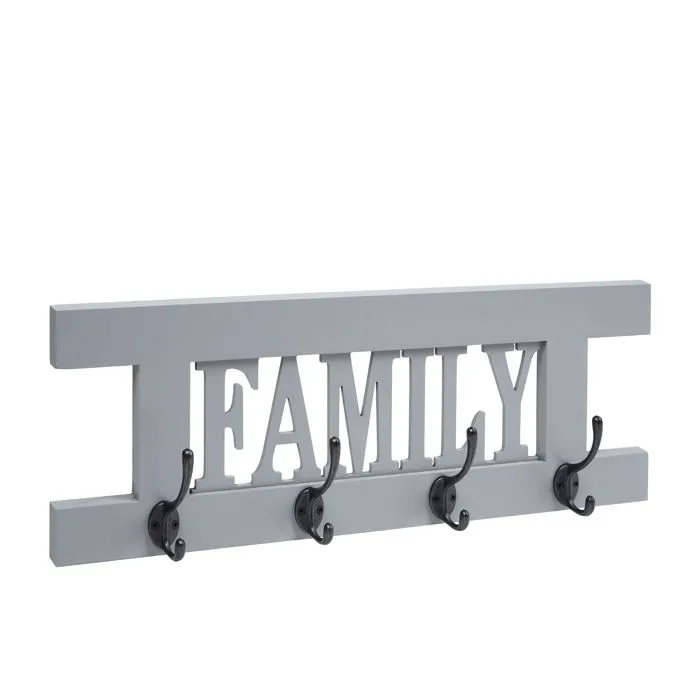 Decoshop26 Porte-manteau mural Family - Bleu