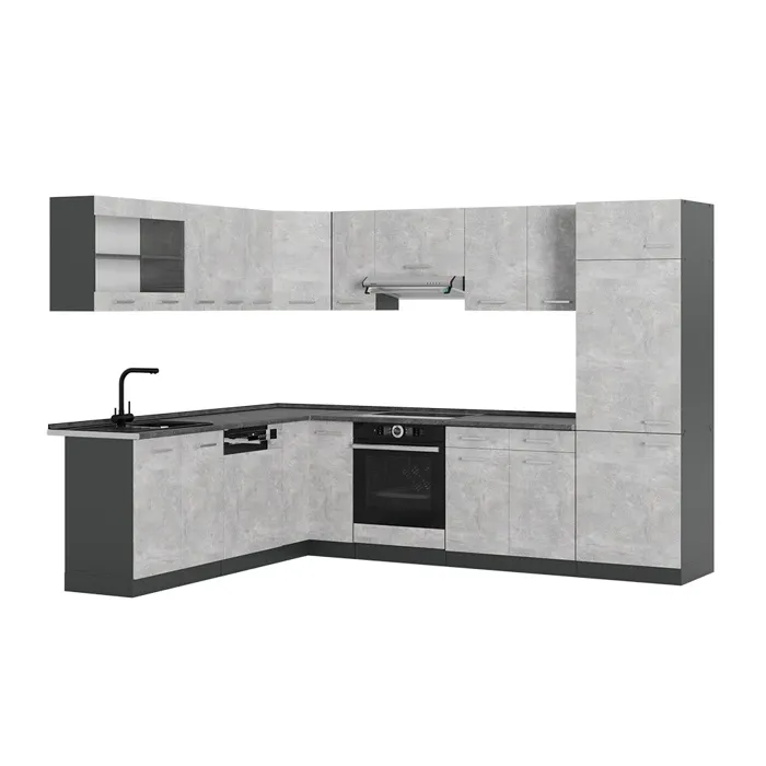 Vicco Cuisine en angle Béton/Anthracite 287 x 227 cm, PT Anthracite