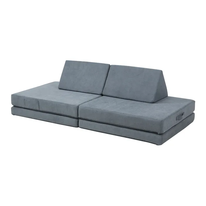 Canapé de jeu de 5 pièces Norhulta velours côtelé 150 x 66 x 46 cm gris en.casa
