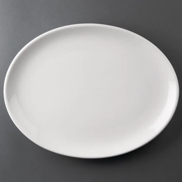 Assiettes Creuses Ovales En Porcelaine Blanche 305(l)x241(l)mm Athena Hotelware - Lot De 6 - Olympia