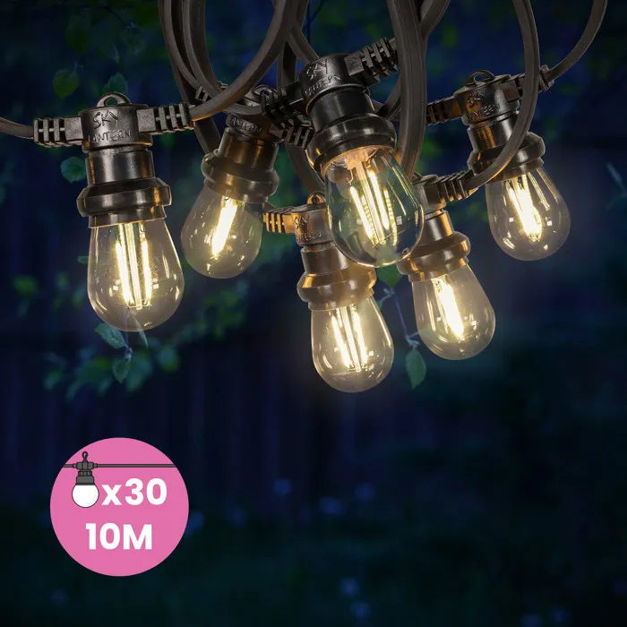 Guirlande Guinguette 10m Filament Led 30 Bulbes