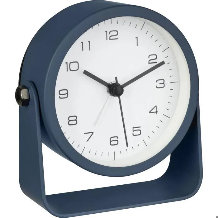 TFA Dostmann 60.1042.06 Horloge de table analogique bleue, mouvement quartz silencieux