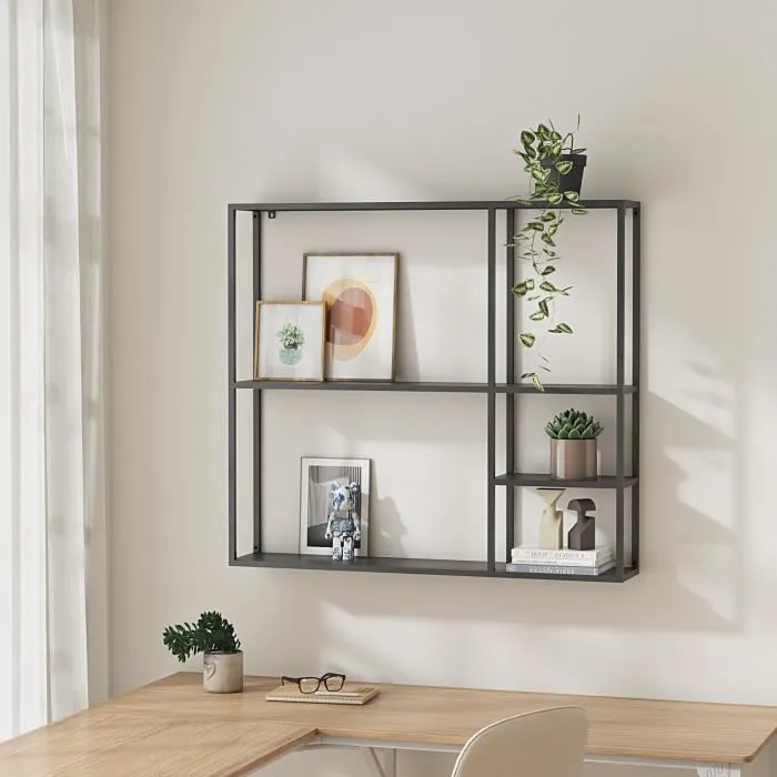 Etagère murale Jämijärvi acier 90 x 100 x 18 cm noir en.casa