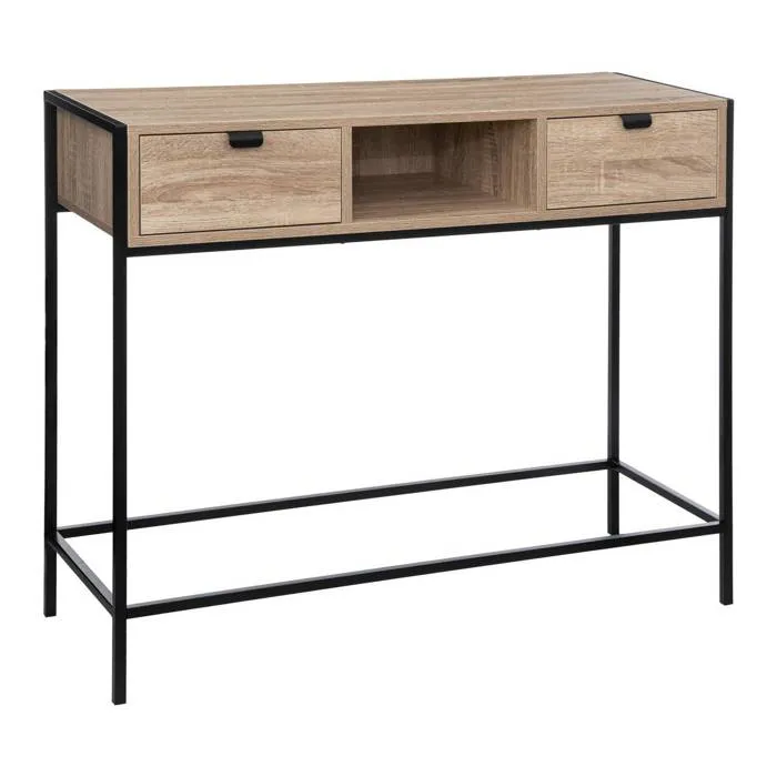 Console 2 Tiroirs "aliaj" Effet Bois Noir - 5five