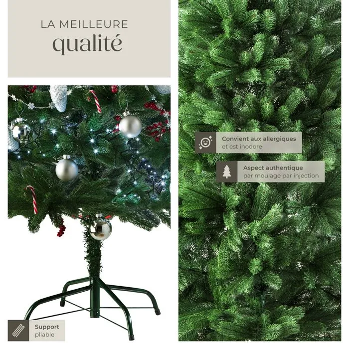 Sapin de noël artificiel en pvc avec support naturel vert