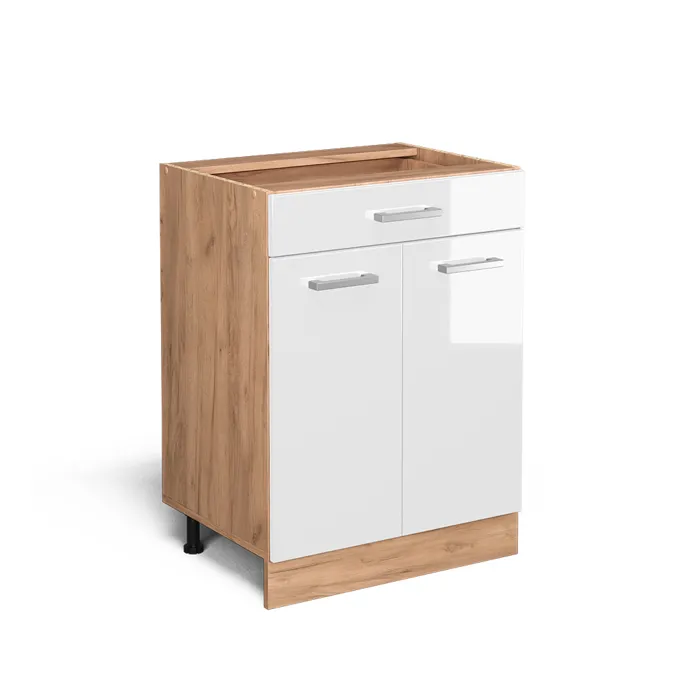 Vicco Meuble cuisine Blanc Haute brillance 60cm avec tiroir, sans PT