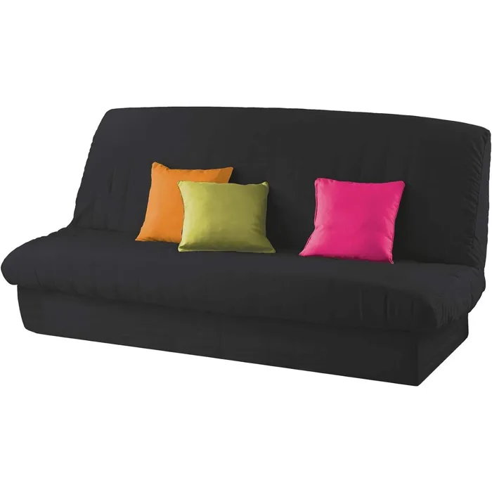 Housse clic clac 120 à 140 cm 185 à 200 cm polyester uni essentiel Noir