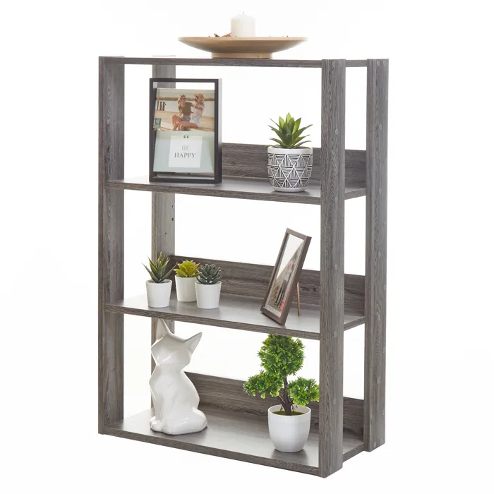 Iris Ohyama, Etagère de rangement 4 niveaux, ajustables, OWR-600, L29.3 x P60 x H87.9cm, Chêne gris