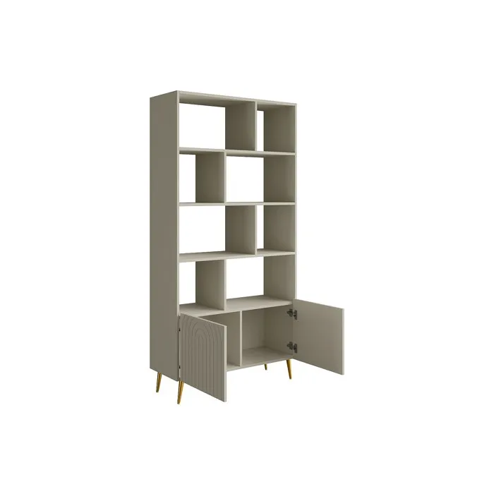 Bibliothèque avec 2 portes et 8 niches - Beige - NORSIM