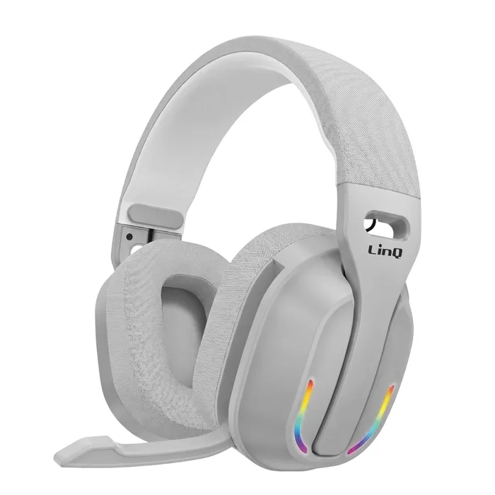 Casque Gaming Sans Fil Bluetooth Pour Pc Et Smartphone Avec Led Rgb Et Micro Gris Linq