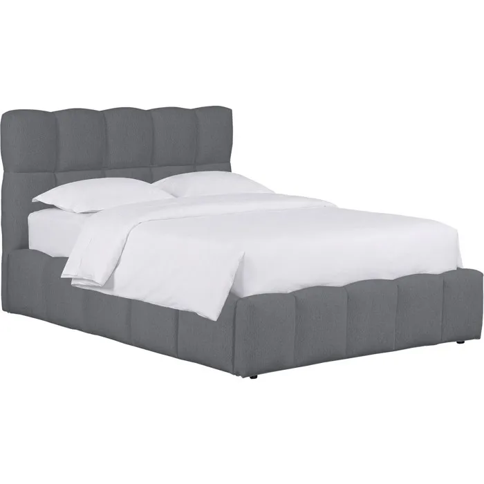 Lit Double En Tissu Avec Coffre "davos" - 140 X 190 Cm - Gris