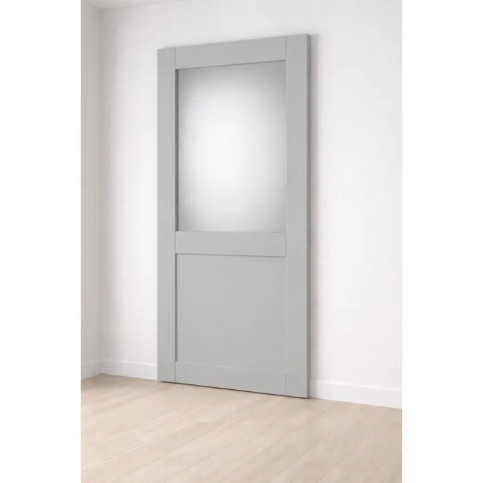 Porte Coulissante Athena Gris Clair Vitrée H204 X L73 Cm Gd Menuiseries