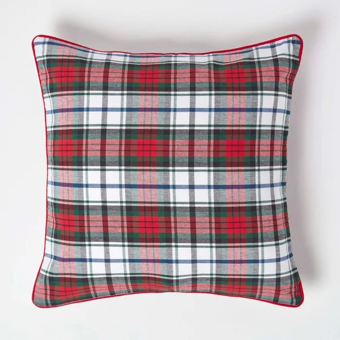 Housse De Coussin À Carreaux Écossais Rouge Et Vert, 60x60cm - Homescapes